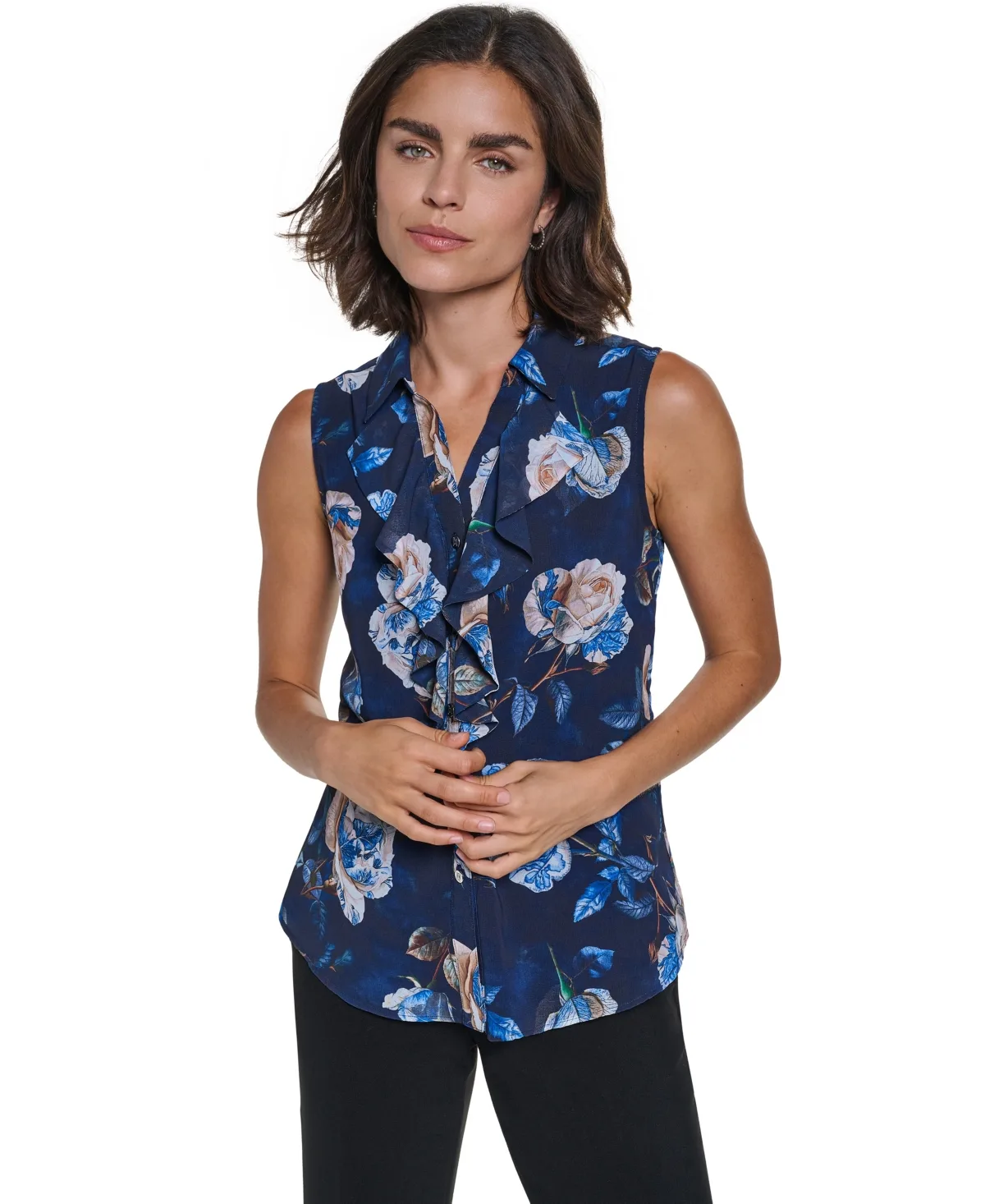 Sleeveless V-Neck Blouse by Karl Lagerfeld Paris