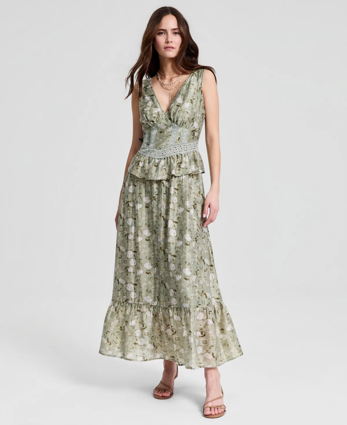 Corset Peplum Maxi Dress by And Now This