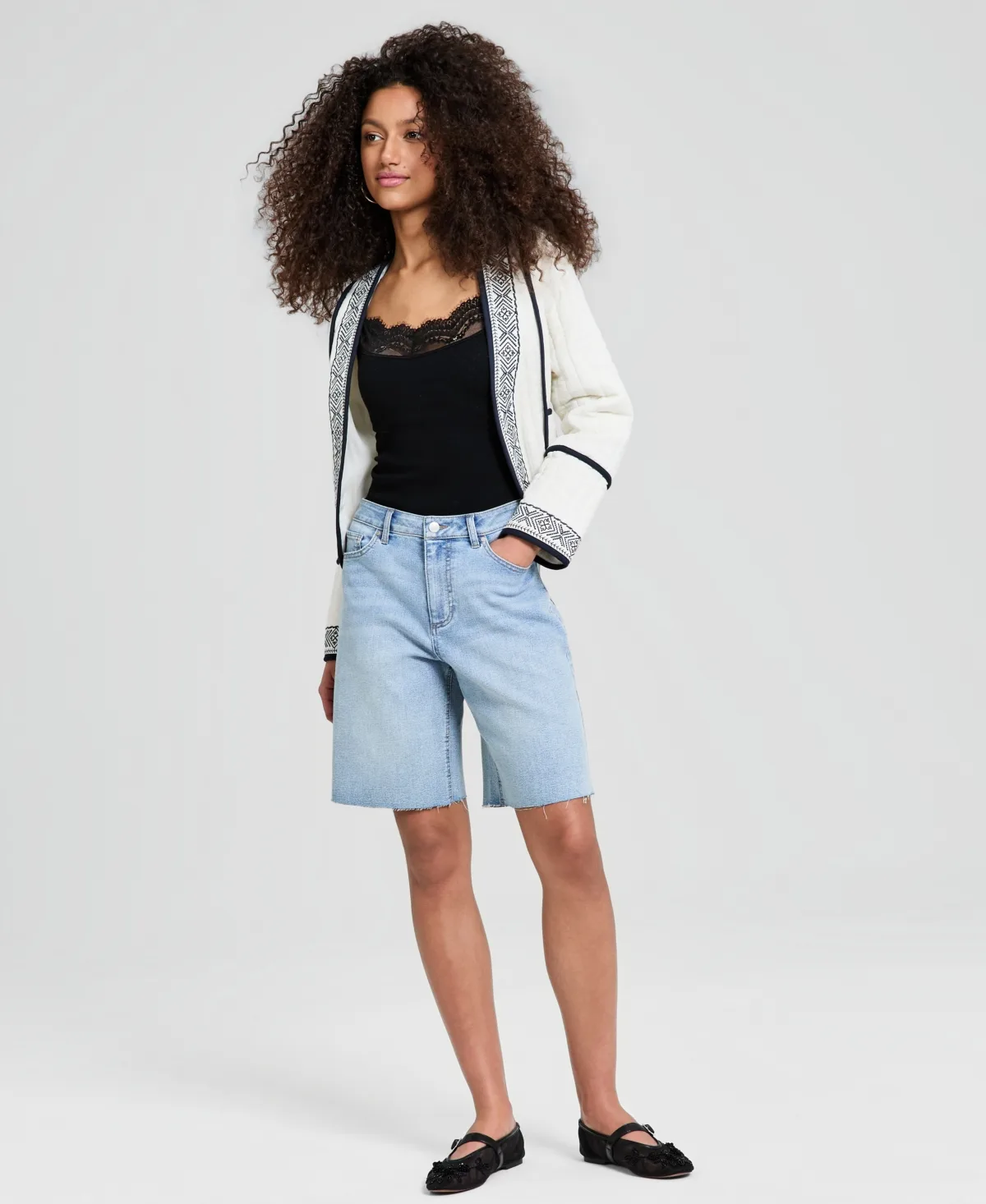 High-Rise Cut-Off Denim Shorts by And Now This