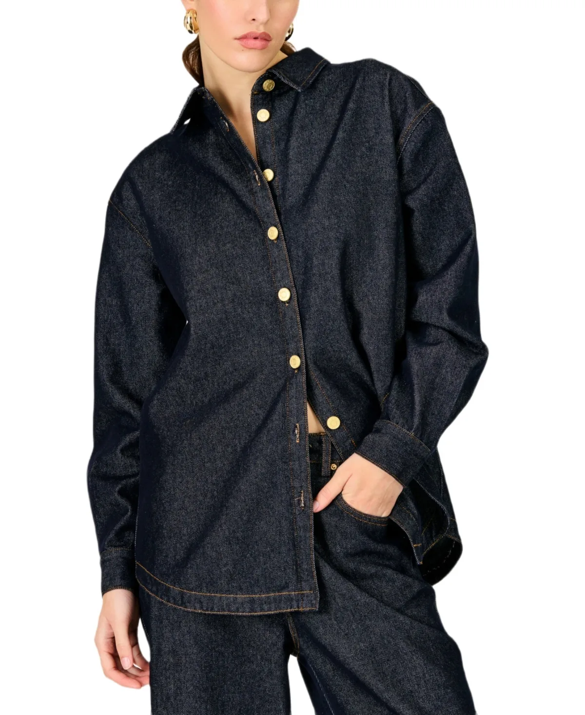 Roxie Collared Oversized Shirt by Line & Dot