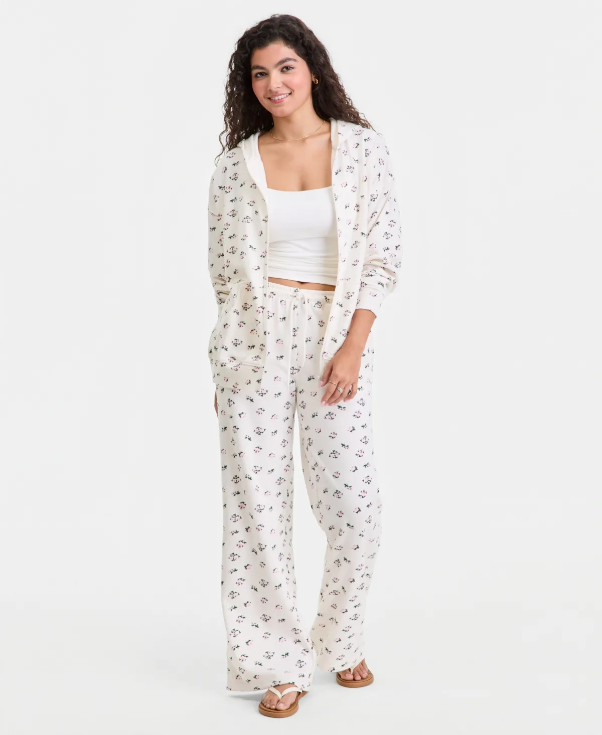 Printed Wide-Leg Drawstring Sweatpants by Rebel Veil