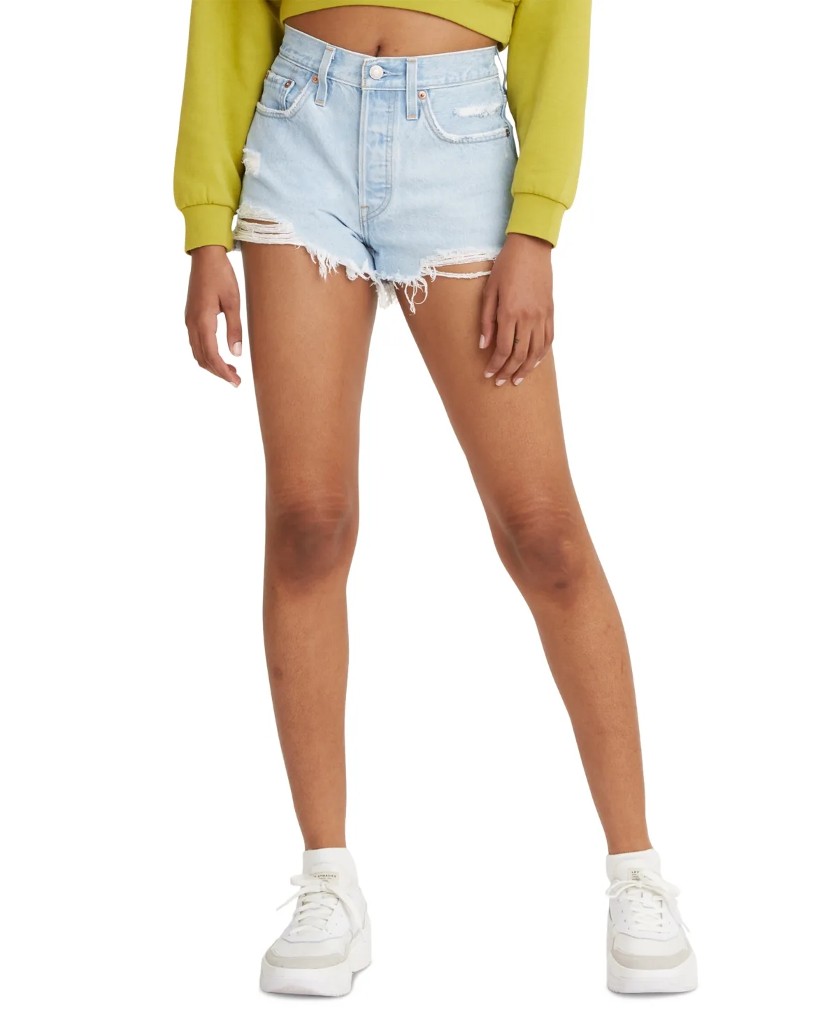 501 Button Fly Cotton High-Rise Denim Shorts by Levi's