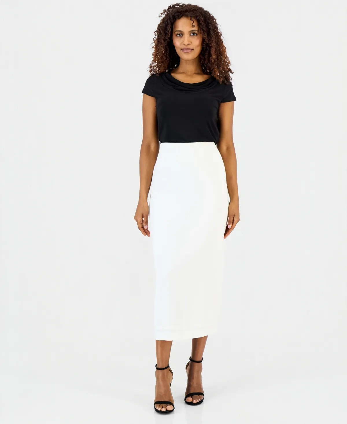 Stretch Crepe Column Midi Skirt by Kasper