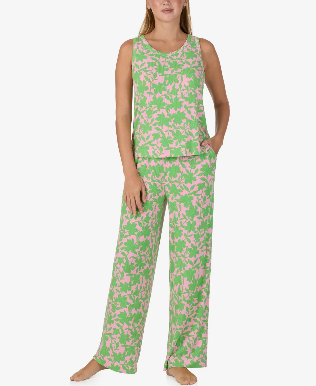 Sleeveless Tank Top and Long Pajama Pants, 2-Piece Set