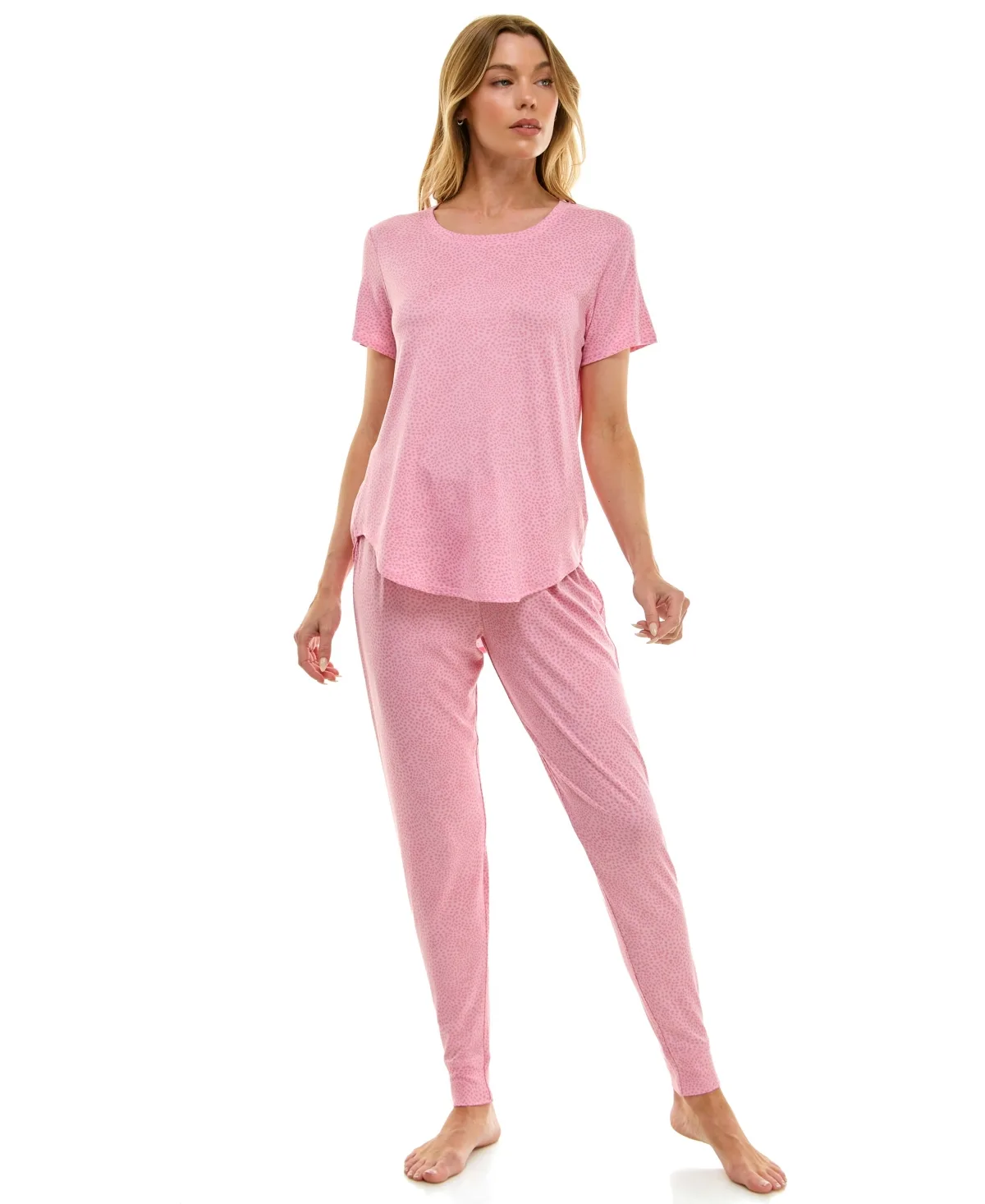 Printed Short Sleeve Top & Jogger Pajama Set by Roudelain