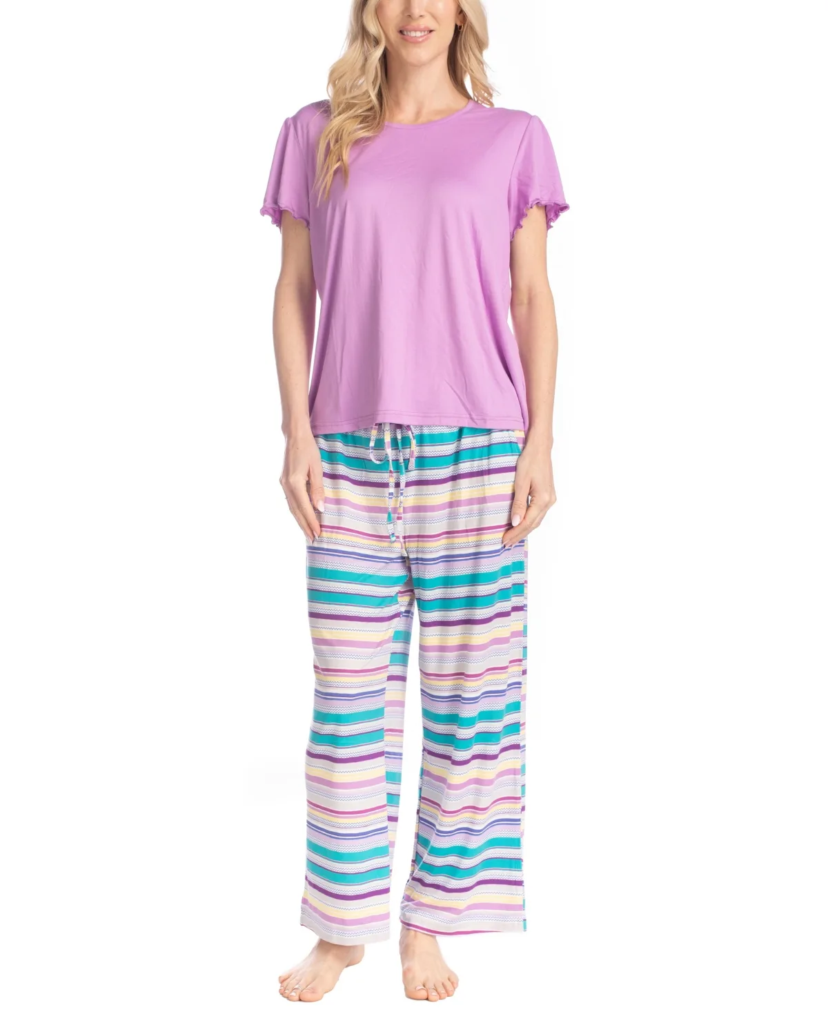 Artistic Garden Round Neck Top and Ankle Pants