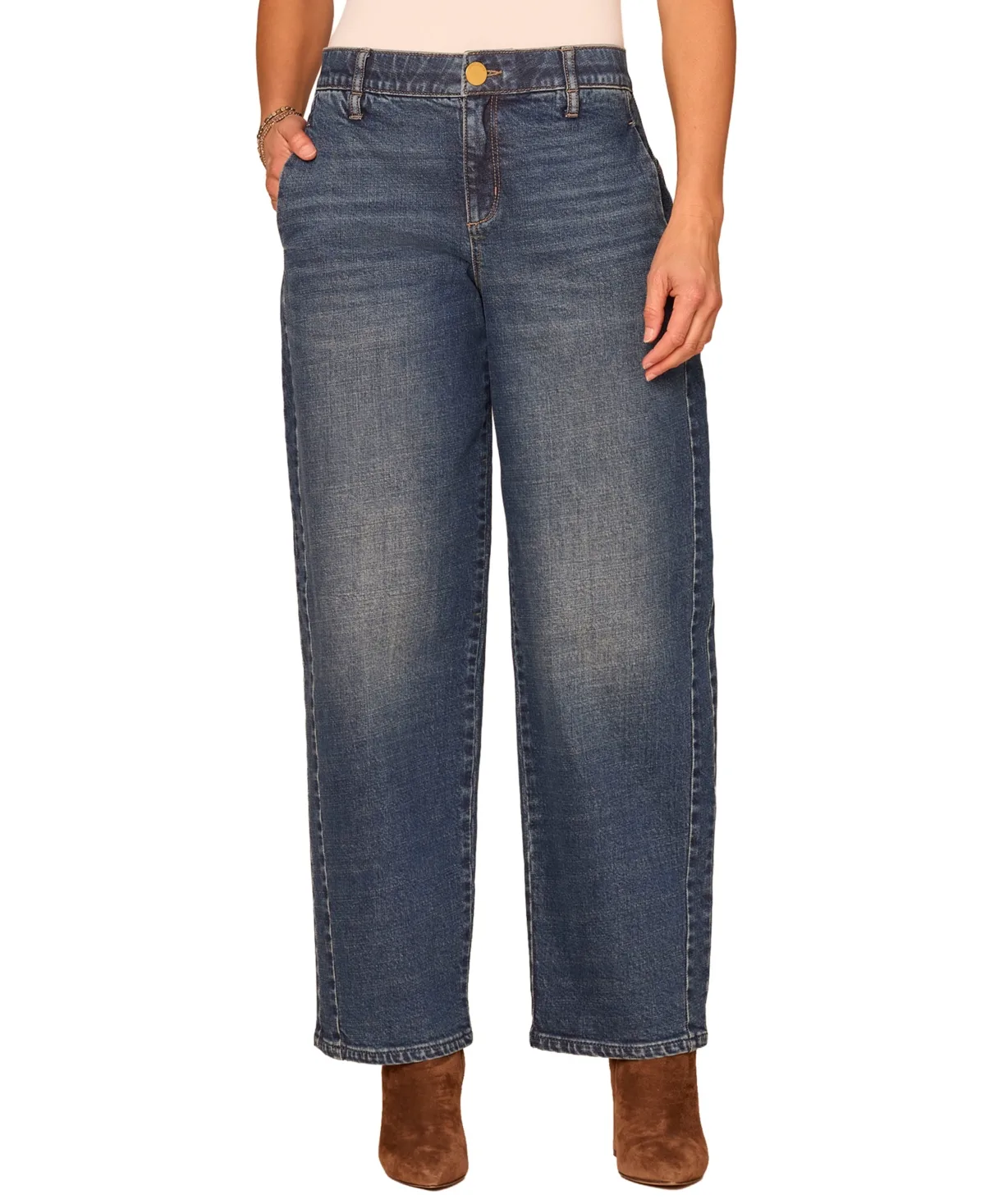 AbSolution High-Rise Barrel-Leg Jeans by Democracy
