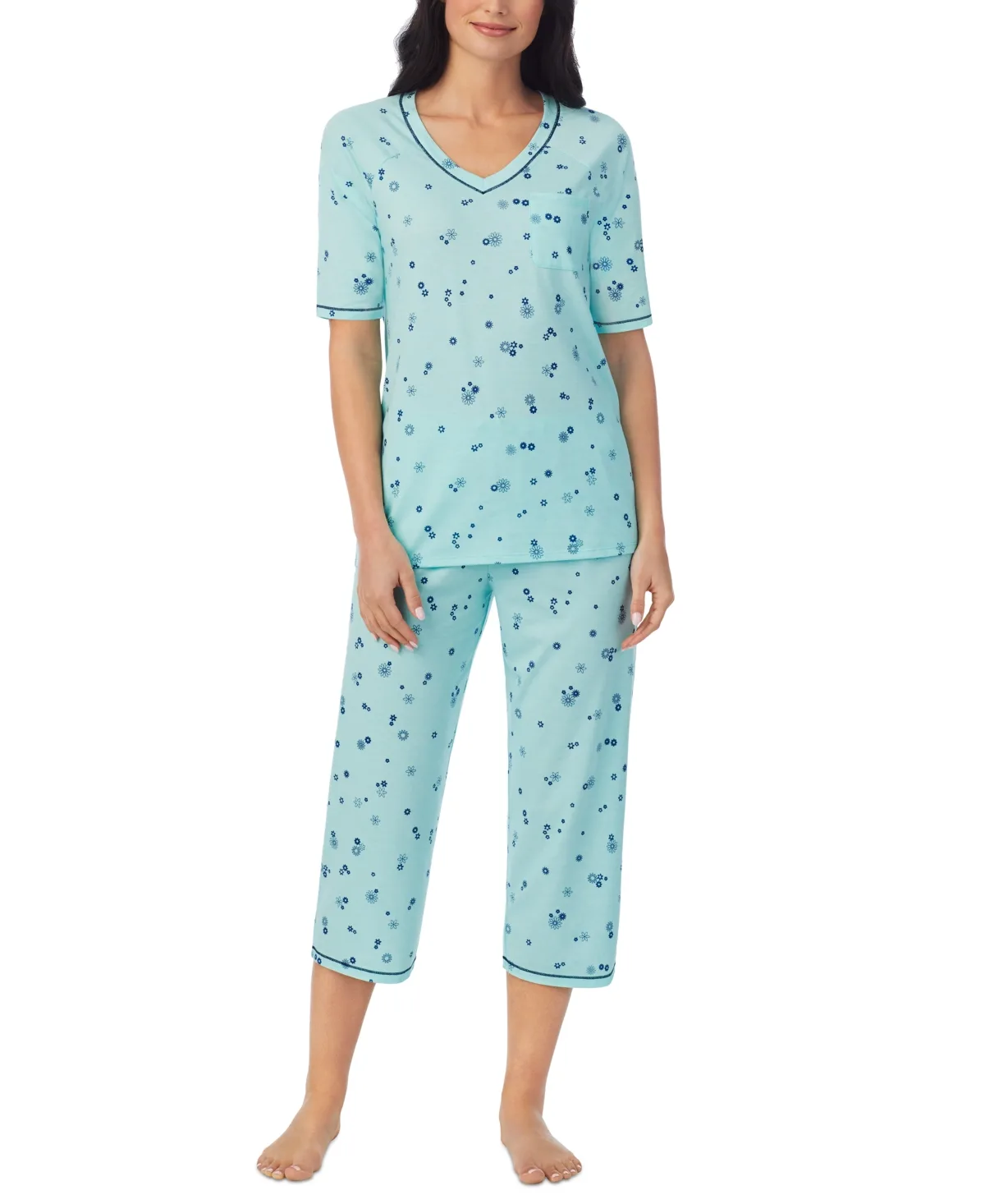 Printed Elbow-Sleeve Top & Capri Pants Pajama Set by Cuddl Duds