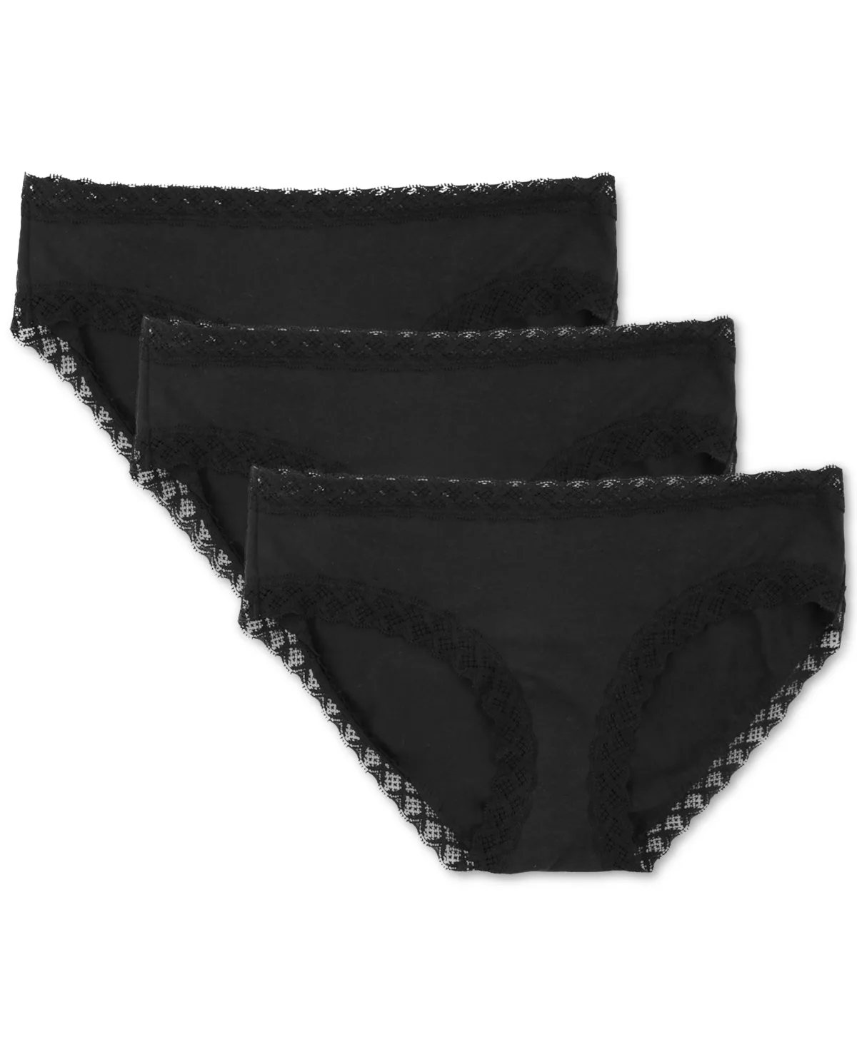 Bliss Lace-Trim Cotton Brief Underwear 3-Pack
