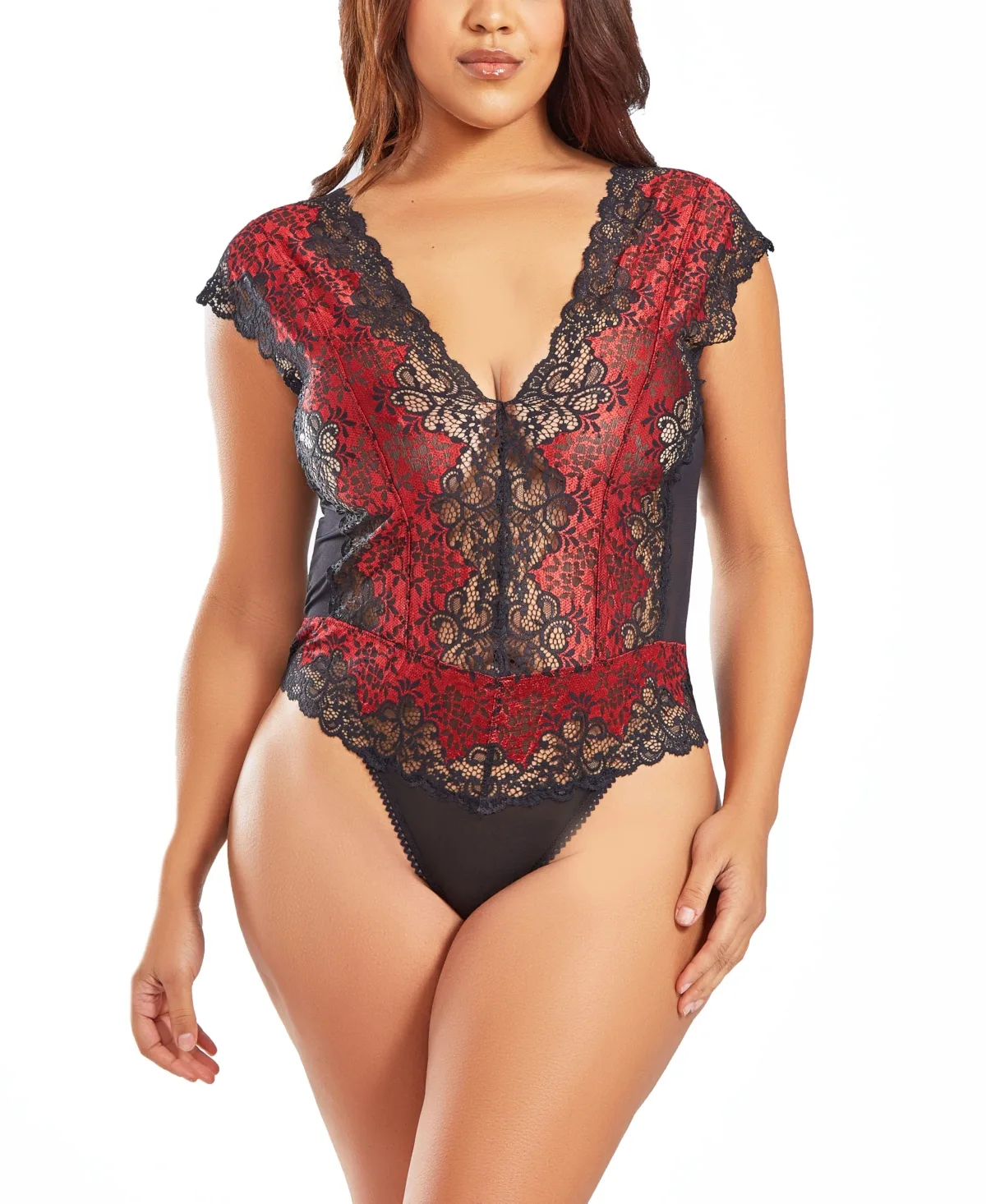 Lace Mesh Panel Bodysuit Lingerie by Icollection