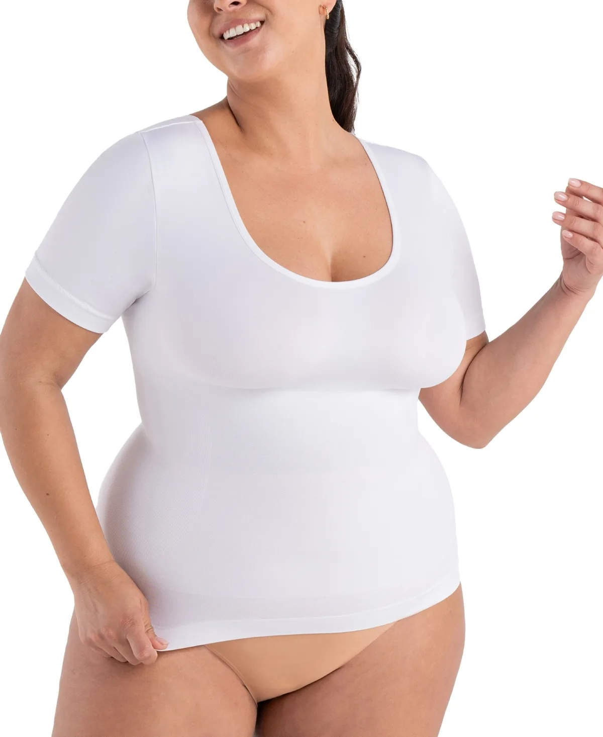 Scoop Neck Shaping T-Shirt by Shapermint Essentials