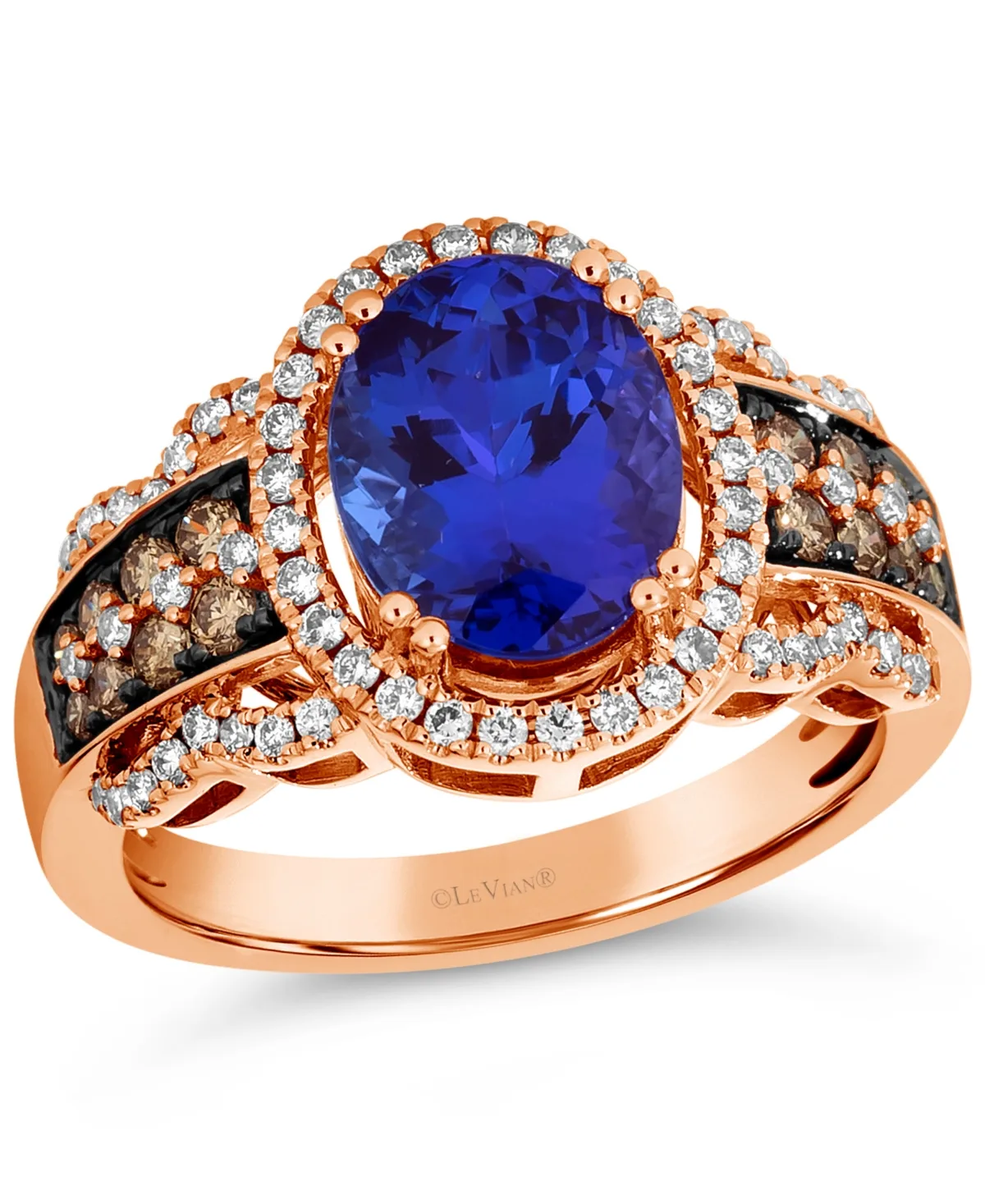 Blueberry Tanzanite (2-1/2 ct. t.w.) & Diamond (5/8 ct. t.w.) Halo Statement Ring in 14k White Gold by Le Vian