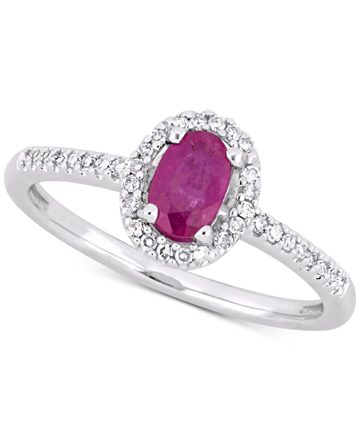 (5/8 ct. t.w.) & Diamond (1/8 ct. t.w.) Oval Halo Ring in 10k White Gold by Macy's