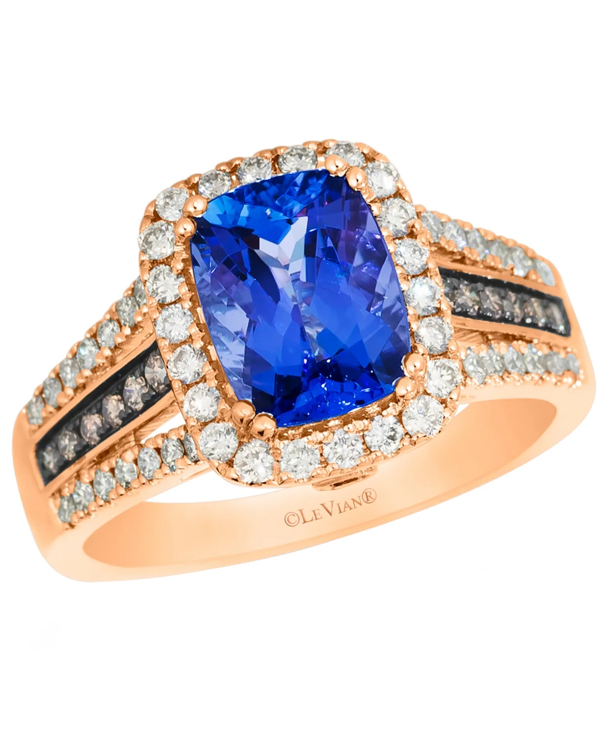 Blueberry Tanzanite (1-7/8 ct. t.w.), Nude Diamond (1/2 ct. t.w.) & Chocolate Diamond (1/10 ct. t.w.) Ring in 14k Strawberry Gold by Le Vian