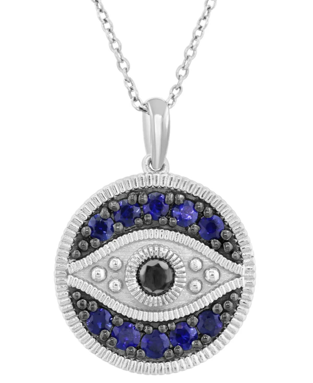 (3/4 ct. t.w.) & Diamond (1/6 ct. t.w.) Evil Eye 18" Pendant Necklace in Sterling Silver by Effy Collection
