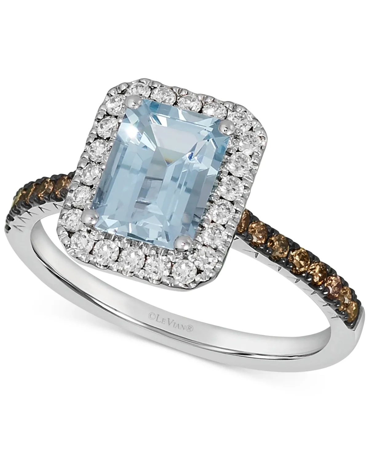 Sea Blue Aquamarine (1-1/6 ct. t.w.) & Diamond (3/8 ct. t.w.) Halo Ring in 14k White Gold by Le Vian