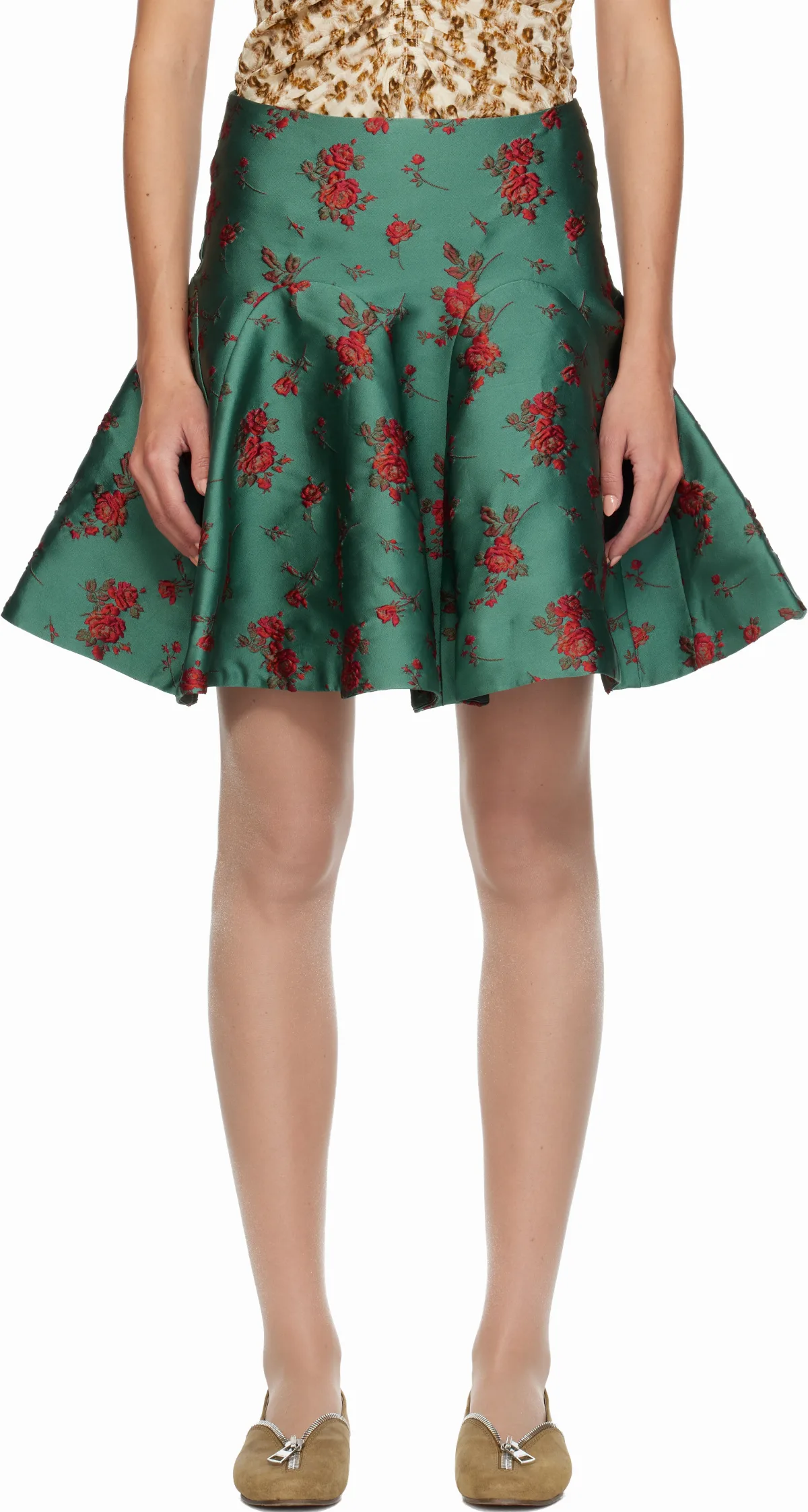 Green Wallpaper Gala Midi Skirt