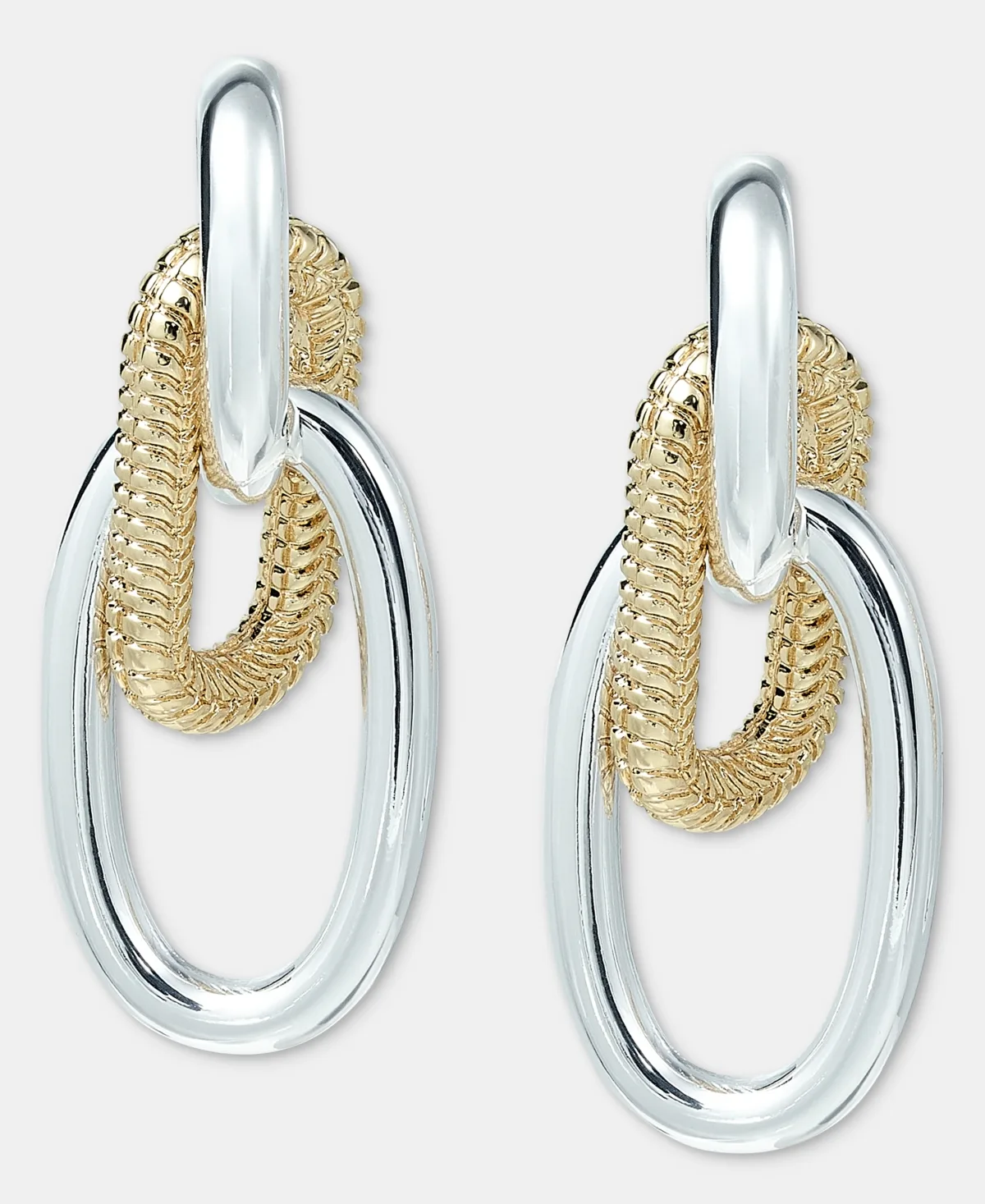 Two-Tone Drama Chain Doorknocker Earrings by Anne Klein