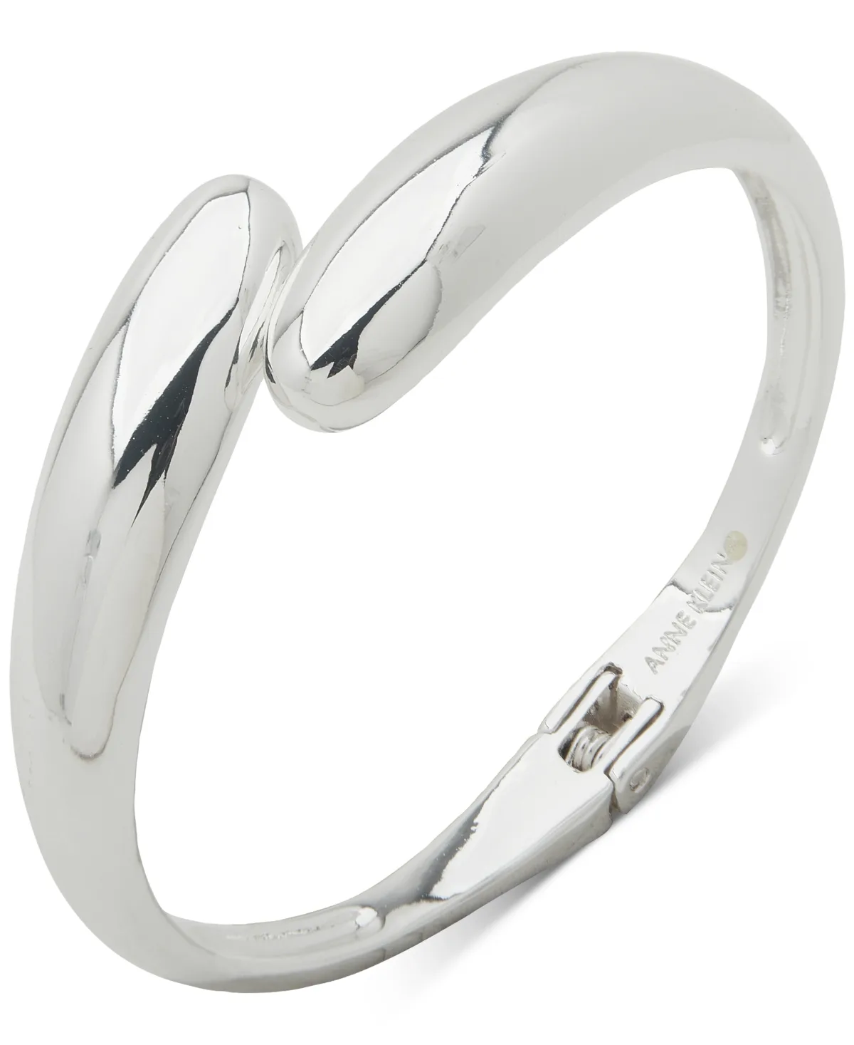 Silver-Tone Open Spring Hinge Bangle Bracelet by Anne Klein