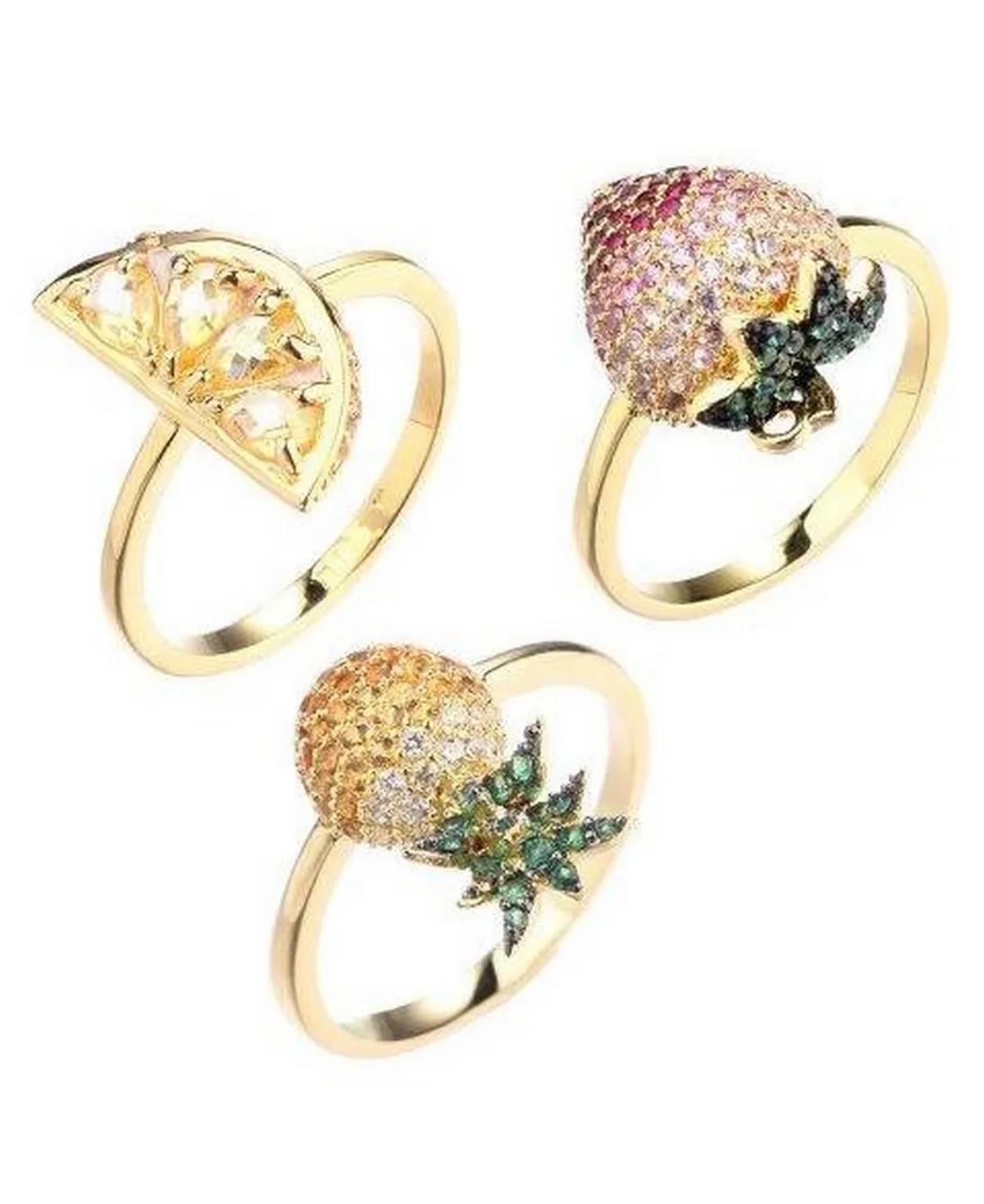 Stackable Cubic Zirconia Fruit Ring Set by Noir