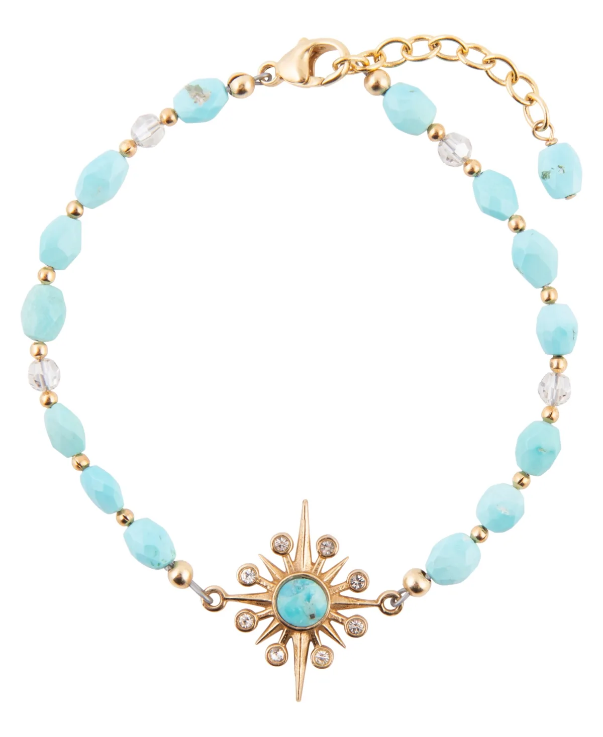 Celestial Blue Turquoise Golden Beaded Bracelet by Barse