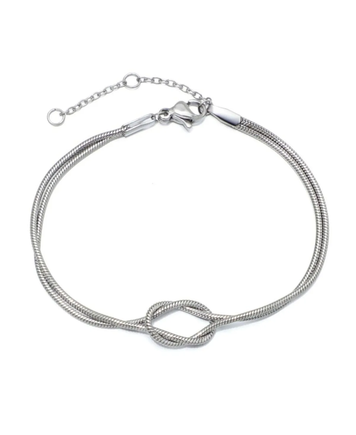 Tarnish Resistant Silver Plated Knotted Rope Chain Bracelet by Adornia