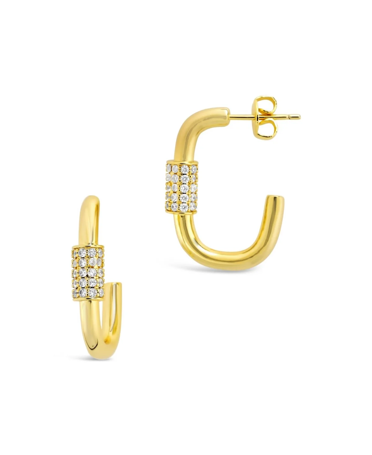 Oval Carabiner Gold Plated Hoop Earrings by Sterling Forever