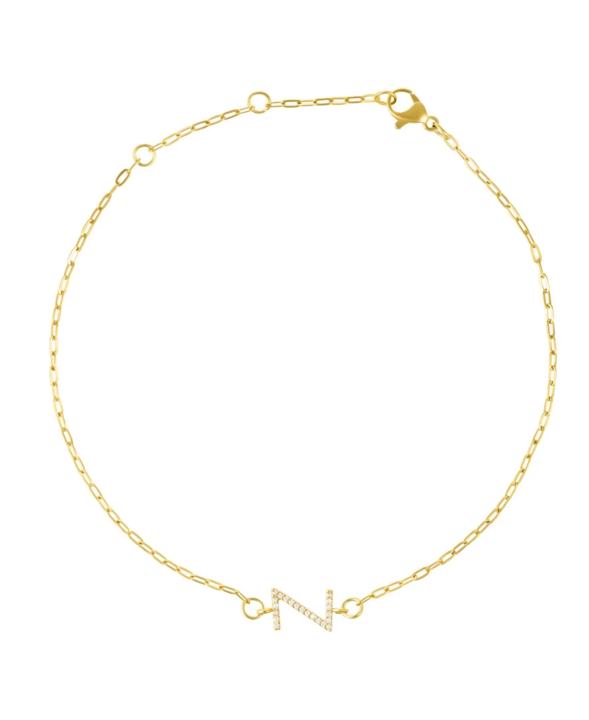 Gold Cubic Zirconia Pave Sideways Initial Anklet by Adornia