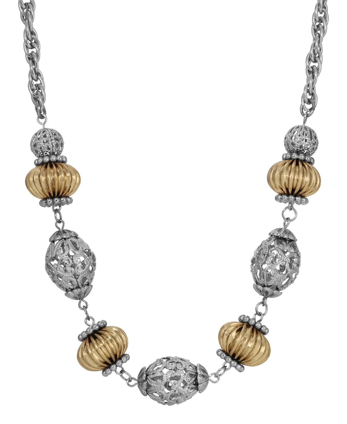 Two-Tone Filigree Bead Collar Necklace by 2028