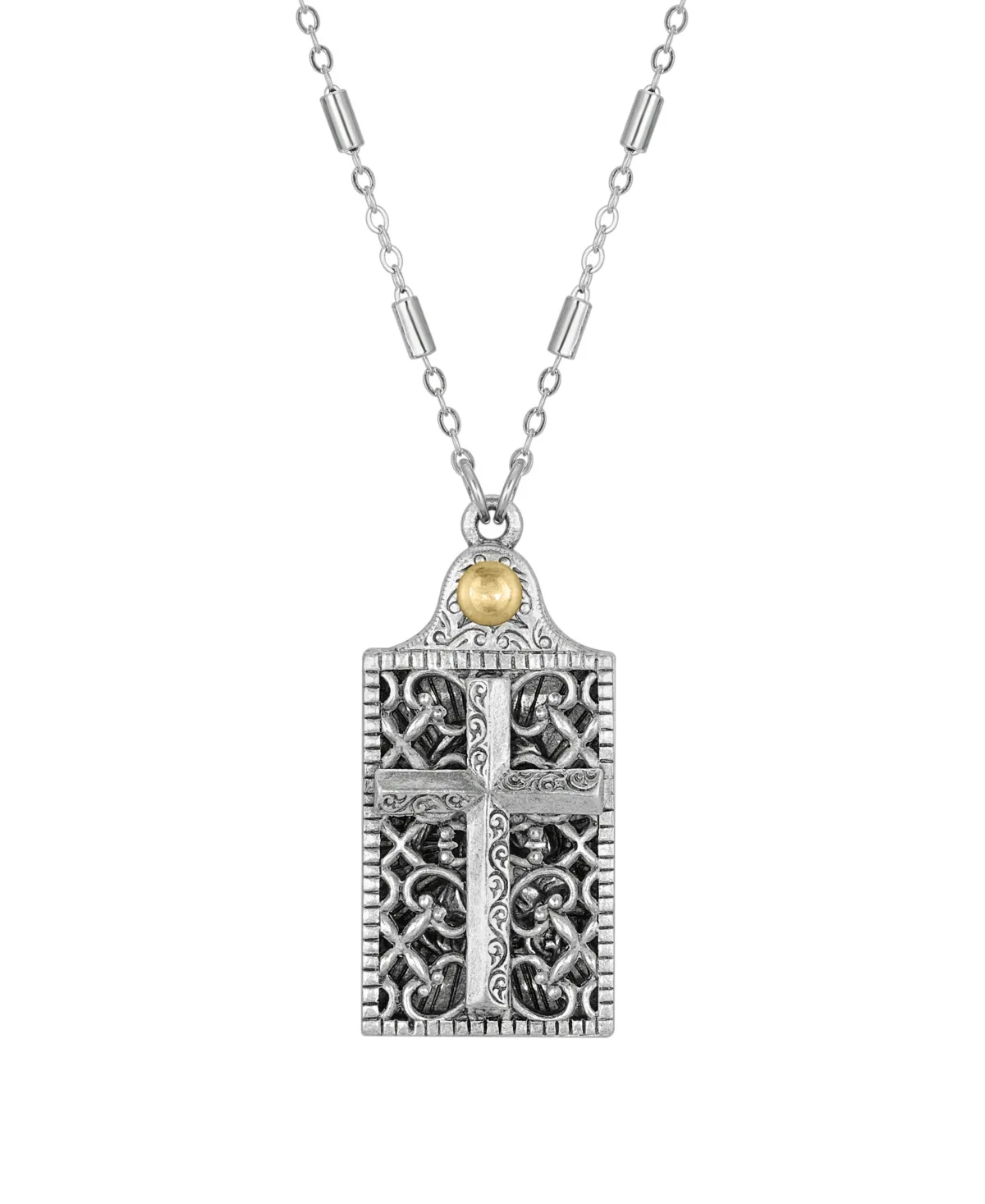 Square Cross and Angel Slide Locket 28" Necklace by 2028