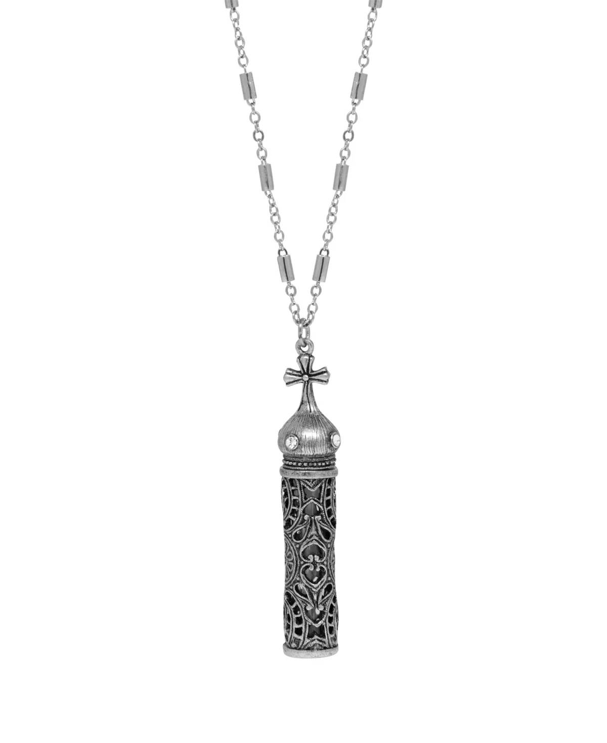 Silver Tone Holy Water Vial 30" Necklace by Symbols Of Faith