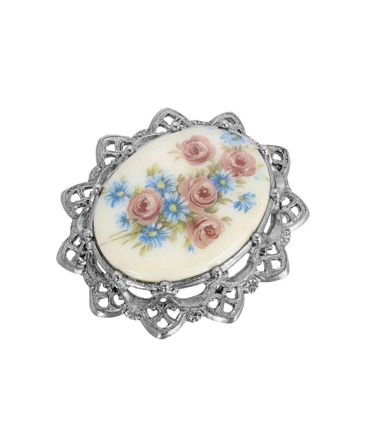 Glass Oval Floral Brooch by 2028