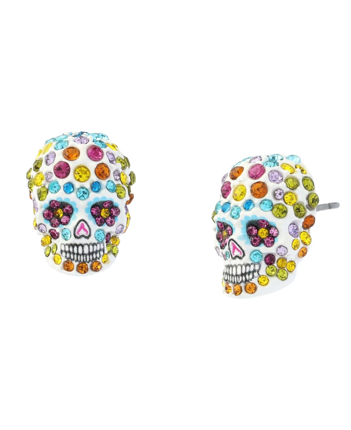Faux-Stone Sugar Skull Stud Earrings by Betsey Johnson