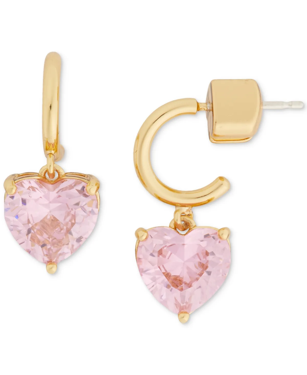Gold-Tone Heart Charm Huggie Hoop Earrings by Kate Spade New York