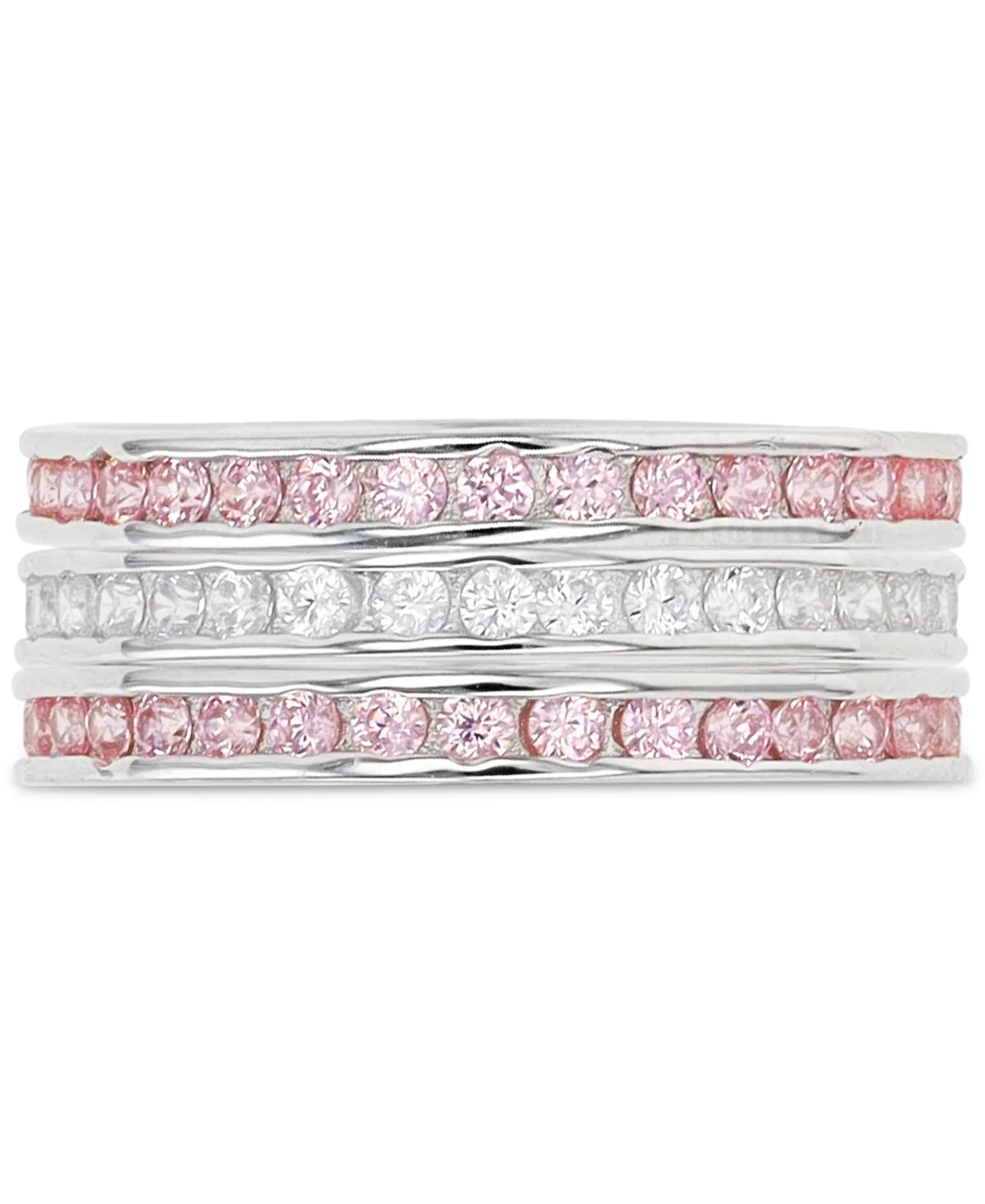 Cubic Zirconia Stack Look Ring in Sterling Silver or 14k Gold-Plated Sterling Silver