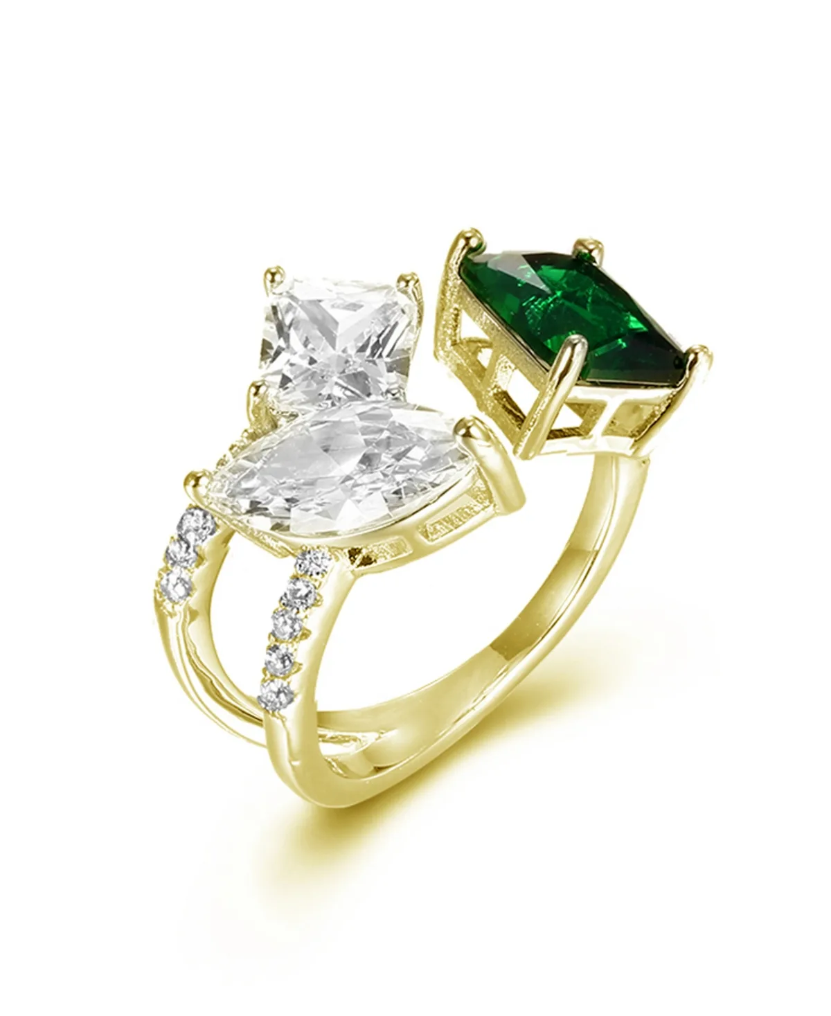 Cubic Zirconia in Sterling Silver and 14K Gold Over Sterling Silver Multishape Fashion Ring by Macy's