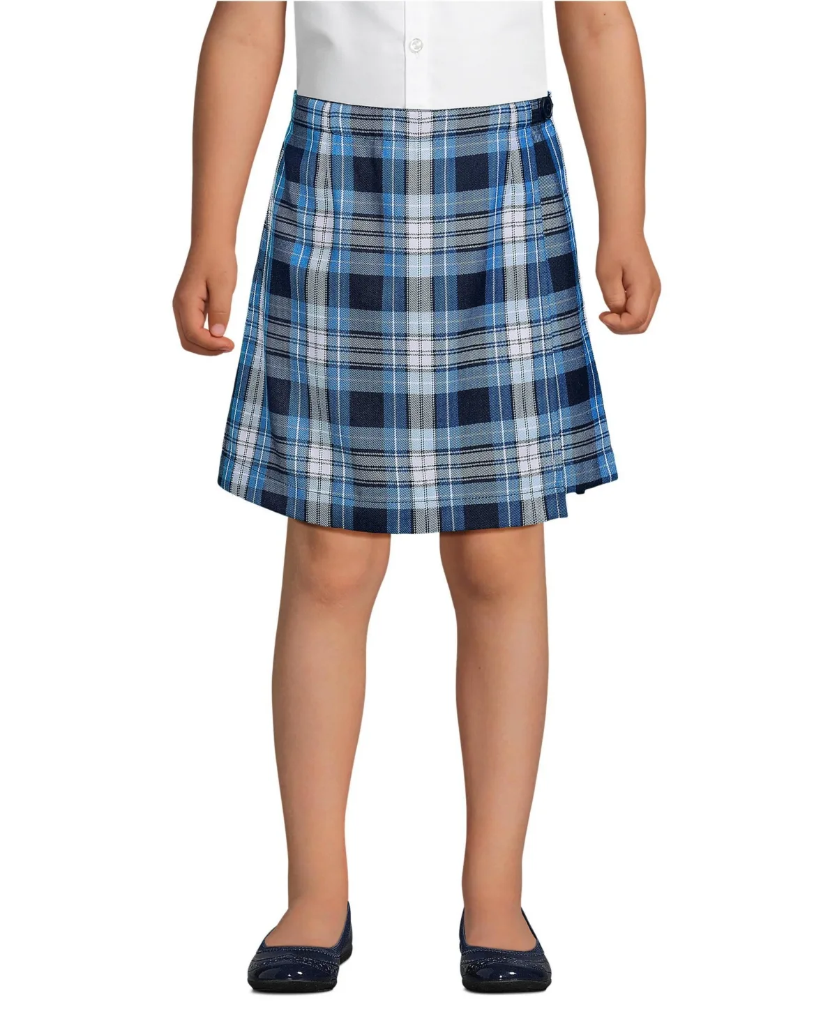 School Uniform Plaid a Line Tab Skort Top of Knee by Lands' End