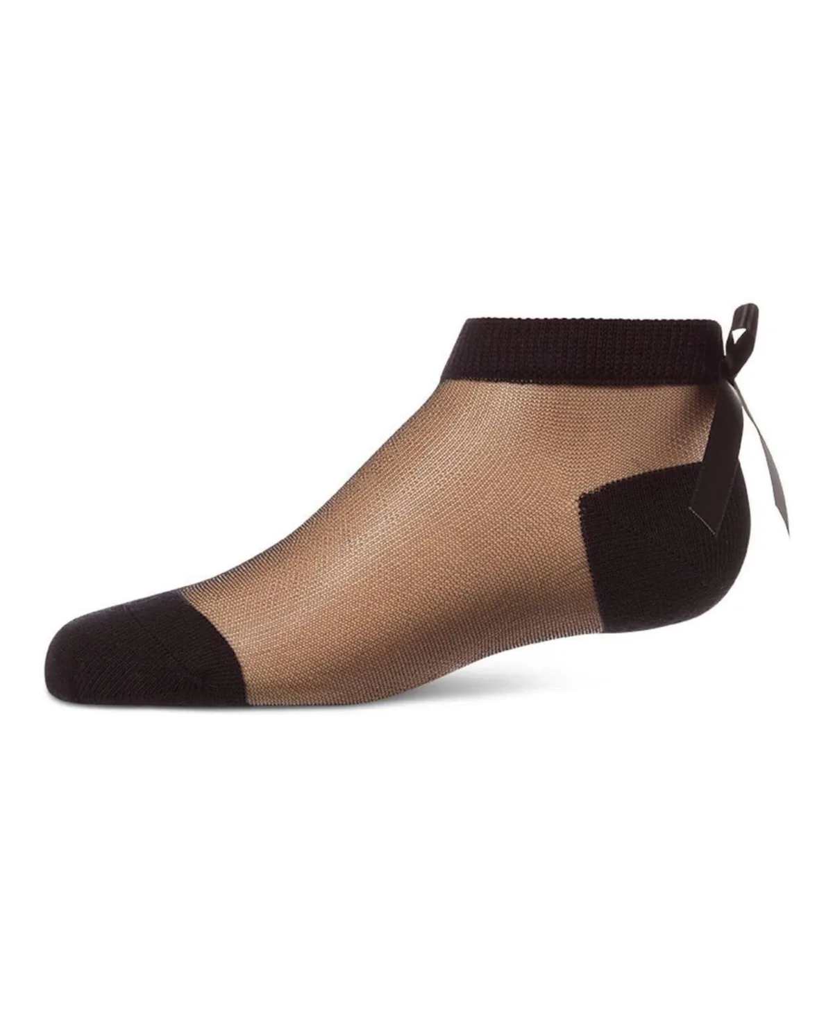 Silky-Sheer Micro-Mesh Ankle Sock with Satin Bow by Memoi