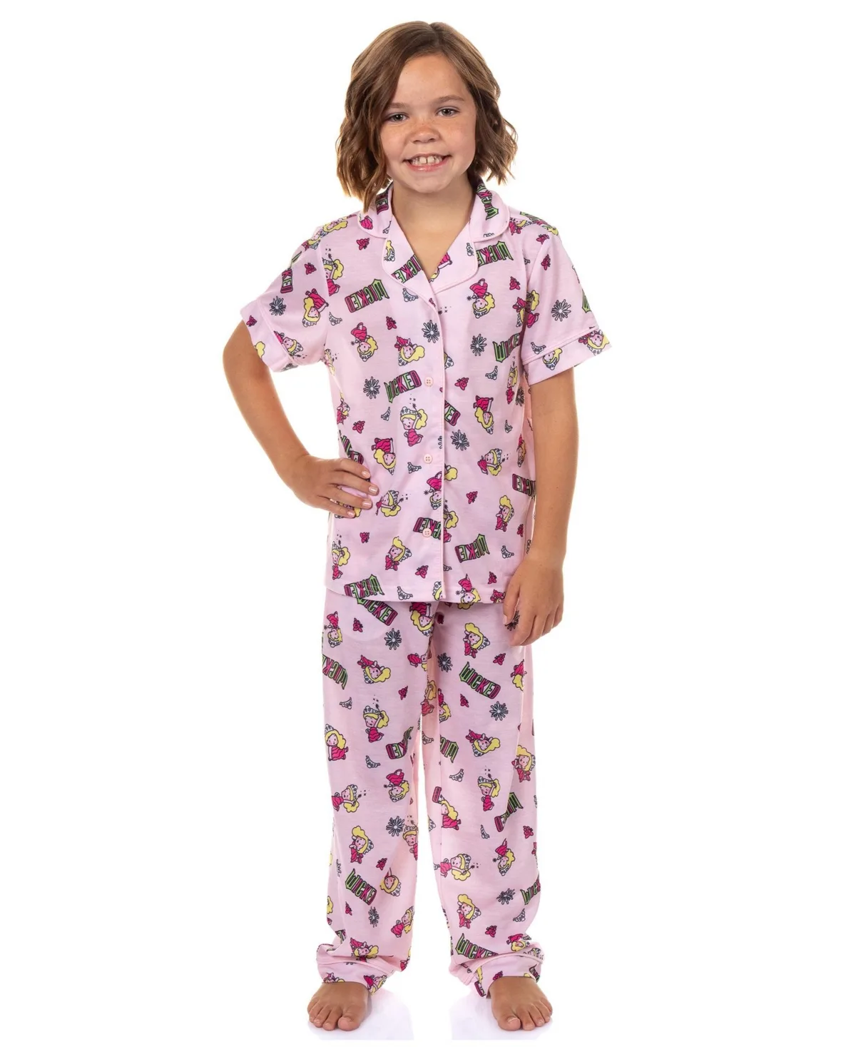 Glinda Chibi Crown Butterfly 2PC Coat Front Pajama Pant Set by Wicked