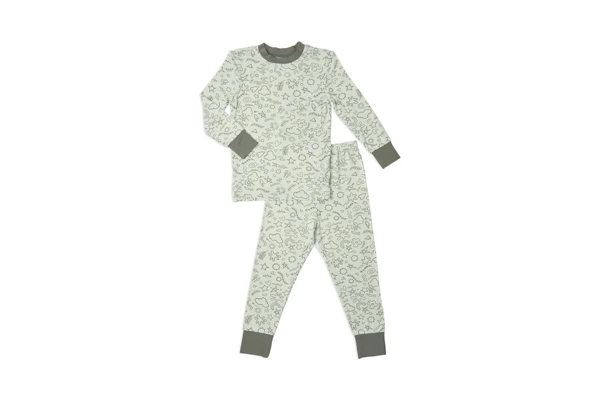 Emerson Fitted Long Sleeve Two-Piece Pajamas by Everly Grey