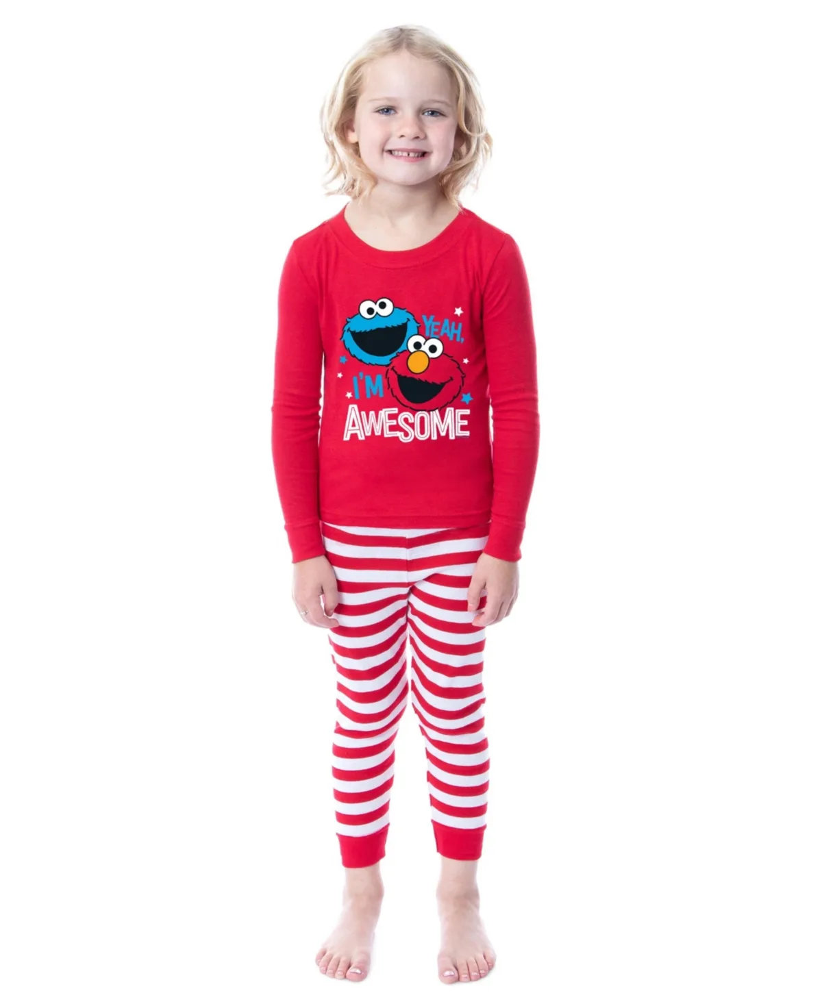 Elmo Cookie Monster I'm Awesome 2 Piece Long Sleeve Pajama Set by Sesame Street