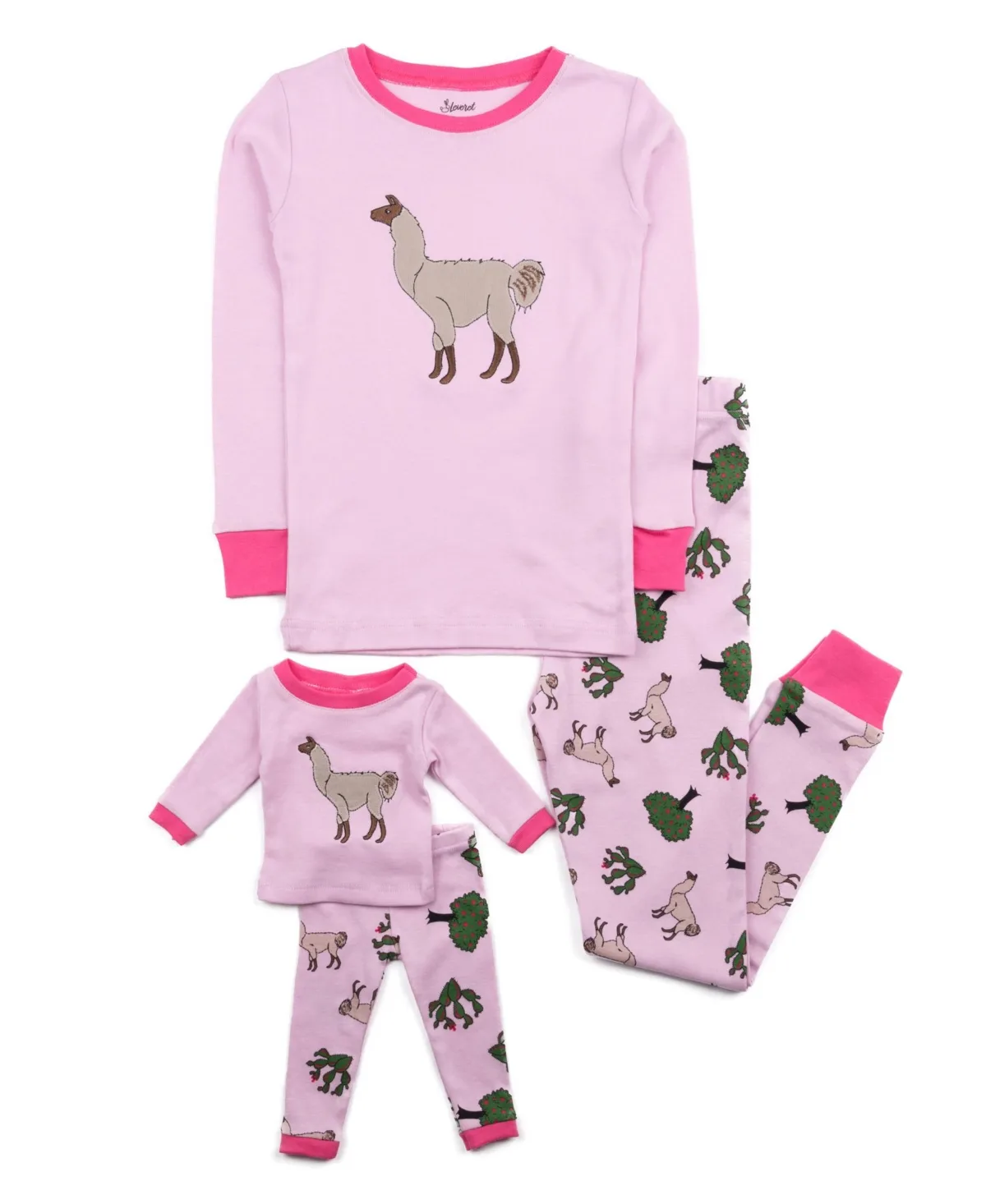 Matching Doll Snug-Fit Cotton Long Sleeve All-Over Animal Print Pajamas by Leveret