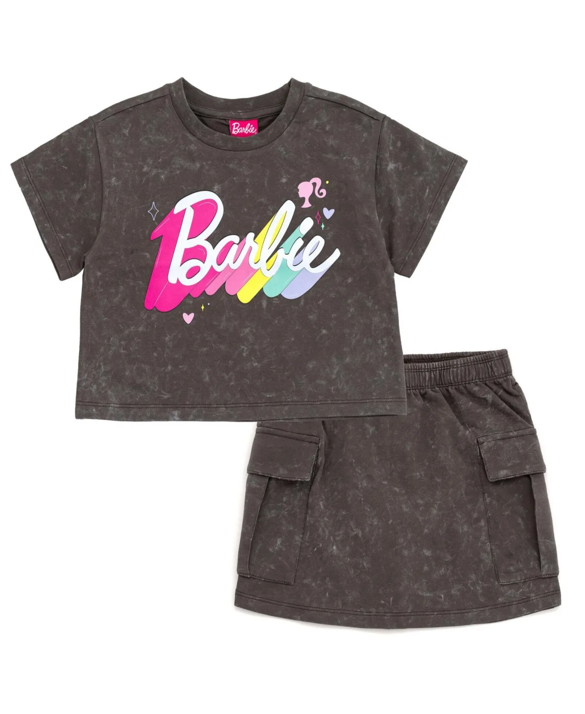 French Terry Cropped Drop Shoulder T-Shirt and Skirt Outfit Set by Barbie