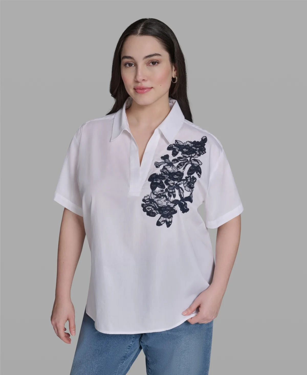 Cotton Short-Sleeve Top by Karl Lagerfeld Paris