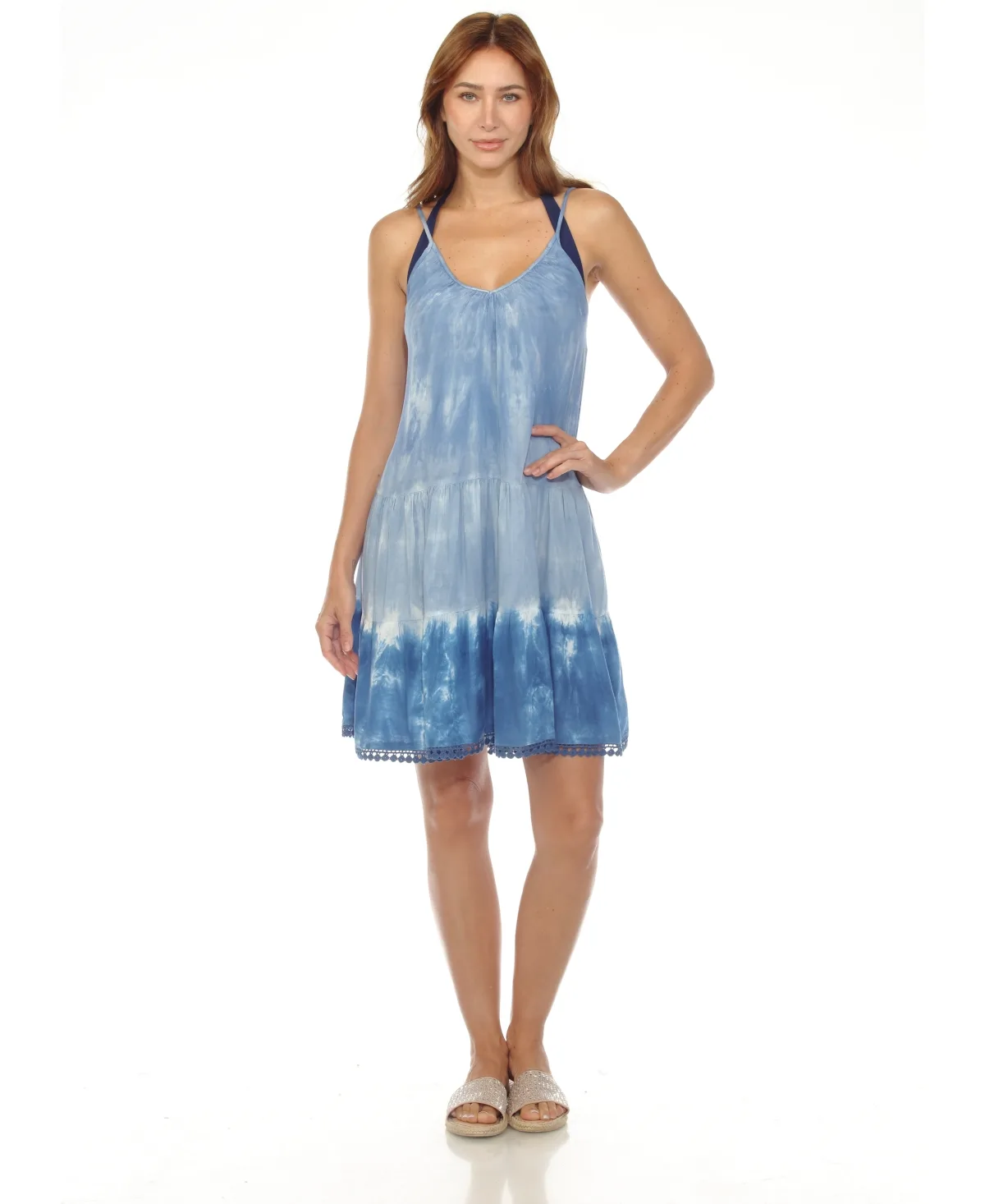 Spaghetti Strap Tiered Short Cover Up Dress by Raviya