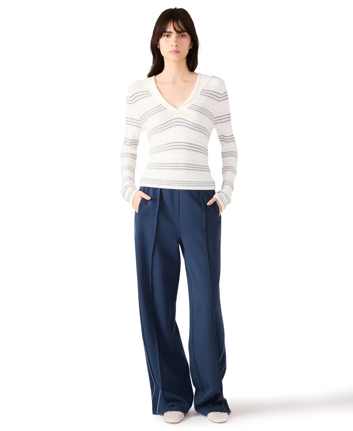 V-Neck Stripe Sweater by Steve Madden