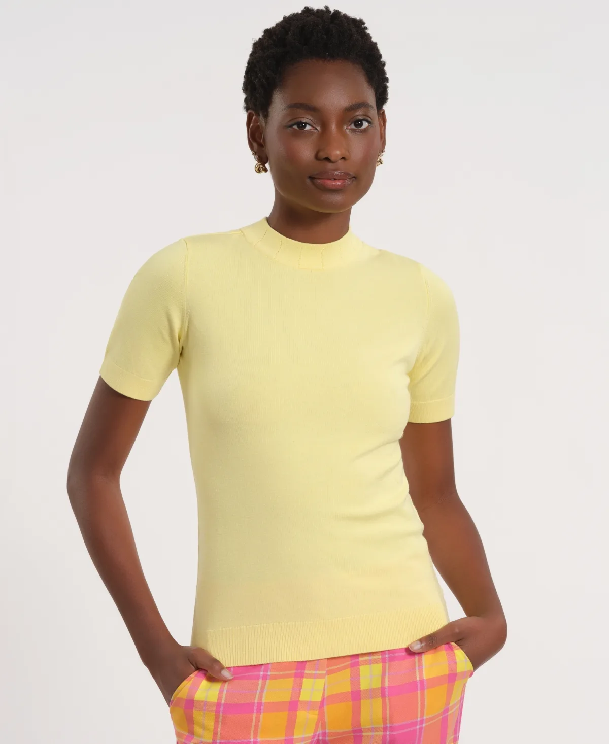 Short-Sleeve Mock Neck Top by Isaac Mizrahi