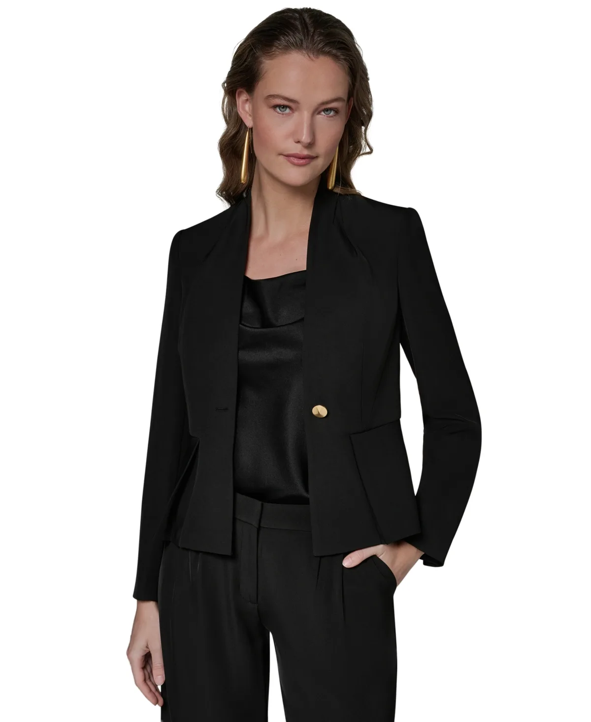 One Button Blazer Jacket by Donna Karan New York