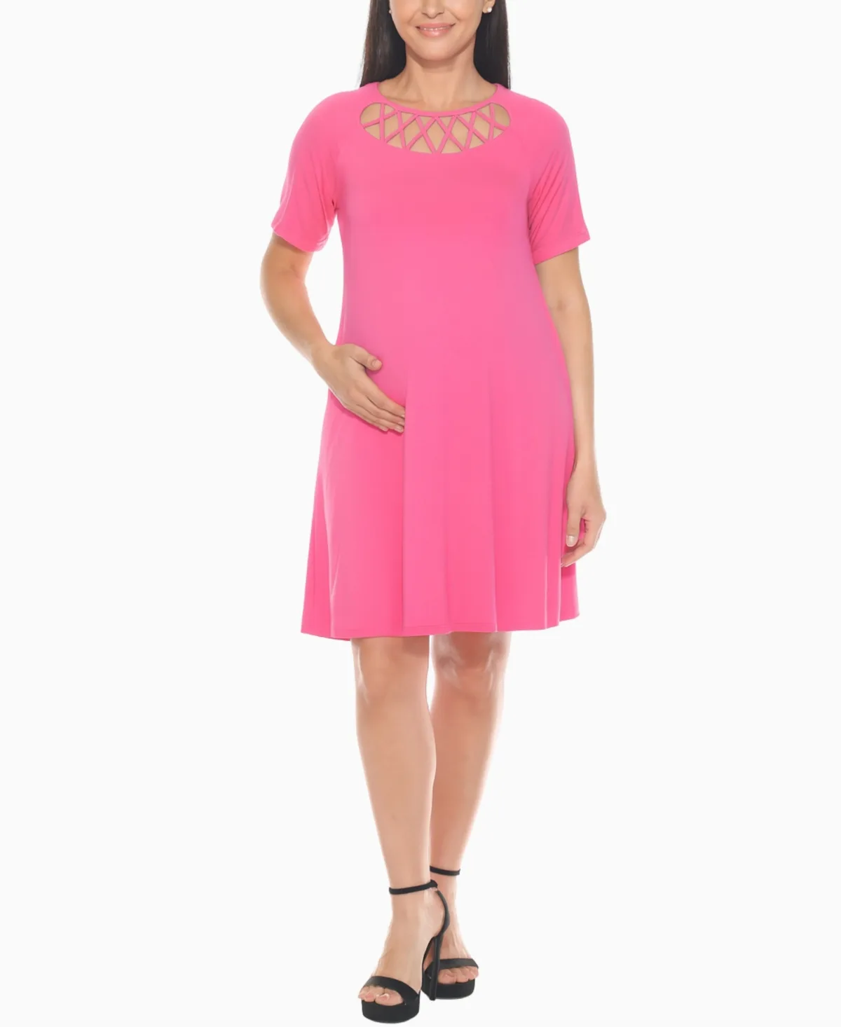 Crisscross Neckline Maternity Dress by White Mark