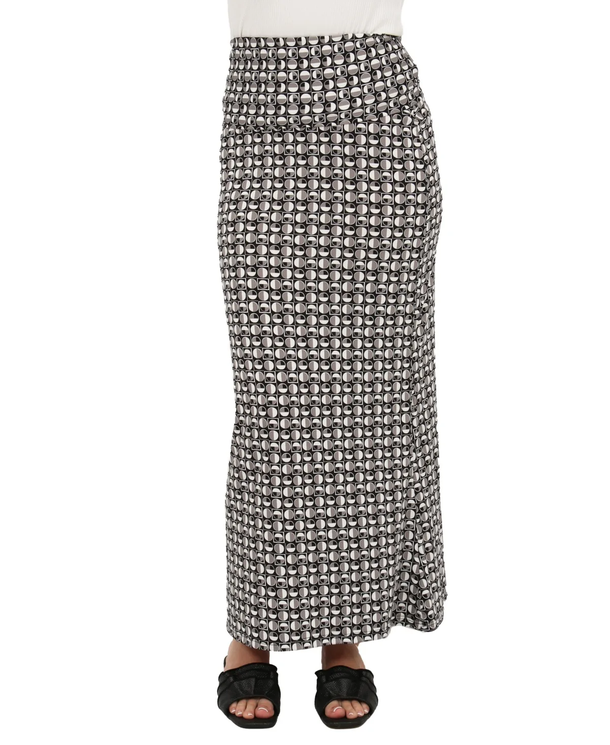 Geometric Print Maxi Skirt by 24seven Comfort Apparel